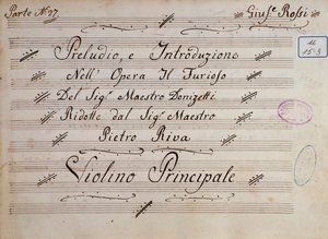 First page of the sheet music for violin, Il furioso all