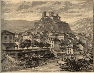 Foix - Ariege - Occitanie - engraving in “PATRIE” - DESCRIPTION PICTURESQUE OF FRANCE IN 6 VOLUMES BY LUCIEN HUARD - end 19th century