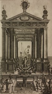Fountain with Cherub and Temple, Engraving from Grand Art of Artillery by Casimir Siemienowicz by Unknown artist