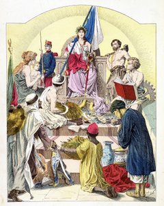 France, under the traits of Marianne, surrounded by its personified colonies - in 