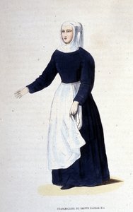 Franciscan nun of St. Elizabeth. Order founded by St. Elizabeth of Hungary (1207 - 1231). Engraving of the 19th century. by Unknown artist