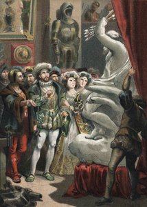 Portrait of Francois I (1494-1547), King of France, with Italian sculptor Benvenuto Cellini (1500-1571) by Unknown artist