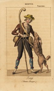 French actor Bertin as Zug in the historical melodrama Poor Shepherd by Daubigny, Carmouche and Hyacinthe at the Theatre du Panorama Dramatique by Unknown artist