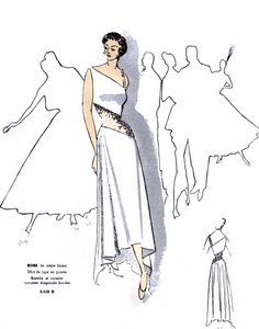 French Fashion, Crepe Evening Dress Design