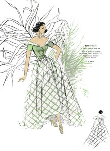 French Fashion, Dance Dress Design for Late 1940s