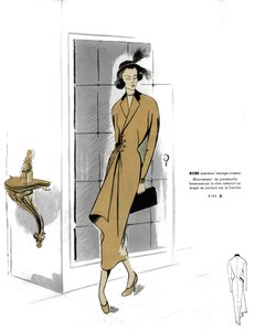 French Fashion, Hazelnut Coat Dress Design by Unknown artist
