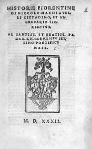 Frontispiece of Historie Fiorentine by Niccolo Machiavelli