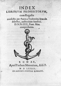 Frontispiece of Index Librorum Prohibitorum published in Rome in 1564