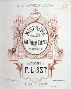 Frontispiece of Miserere by Allegri and Ave verum corpus by Mozart, transcribed by Liszt for piano