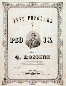 Frontispiece of musical score Popular hymn for Pius IX by Gioacchino Rossini by Unknown artist