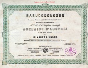 Frontispiece of Musical Score of Nabucco Opera by Giuseppe Verdi