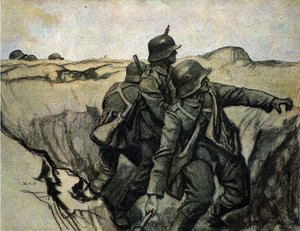 German Soldiers Throwing Grenades from Trenches, 26/5/1917