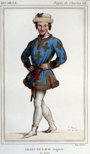 Gilles de Rais (Retz ou Rays) (1404-1440), companion of arms by Joan of Arc. 19th century engraving La France Historique