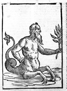 Glaucus with the Magic Grass That Will Allow Him to Live in the Sea - in Mythologiae Sive Explicationis Fabularum by Natalis Comes, Patavia