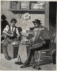 Gold beater. Engraving from 1885 in 