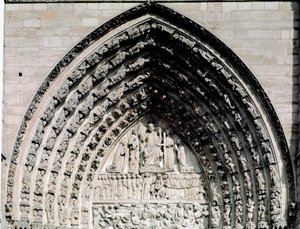 Gothic Art: Detail of the Central Portal of the Notre Dame Cathedral, Paris