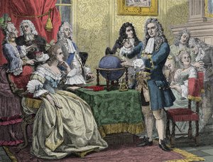 Gottfried Wilhelm Leibniz visiting Queen Sophie Charlotte of Prussia by Unknown artist