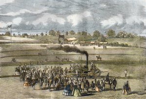 Great Britain: Agriculture, Plowing Scene. Boydell Steam Plow Near Louth in 1854