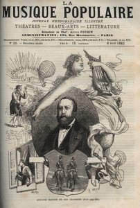Gustave Nadaud (1820-1893), French songwriter and his songs - engraving in La musique populaire illustrious weekly newspaper - 1882 by Unknown artist