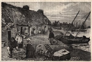Habitations des Poucheurs a Concarneau - Finistere - Brittany - Engraving from 