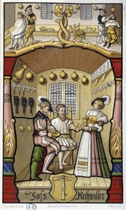 Hairdresser and barber scenes - facsimile of a 1559 miniature