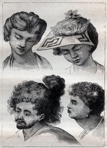 Hairstyles of the Inhabitants of Tahiti - Illustration from 