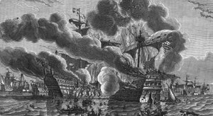 Herve Primoguet burned the admiral nave of England on August 10 by Unknown artist