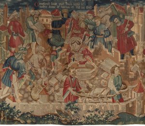 History of Saint Piat and Saint Eleuthère, Scene 5: How the saint Piat founded the church of Our Lady and made the baptismal fonts by Unknown artist