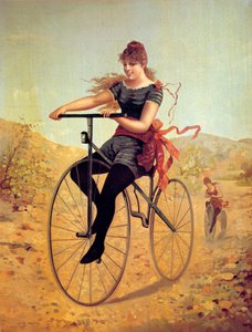 History of the Bicycle: Velocipedist or a Woman Pedaling on a Bike by Unknown artist