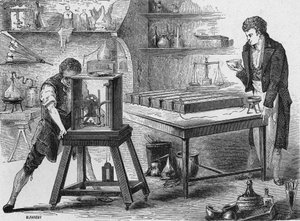 Humphry Davy breaks down the alkalis by the voltaic battery. In 