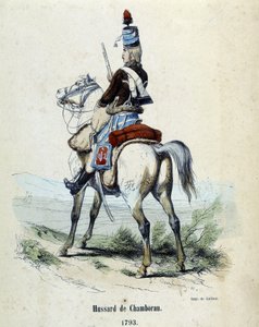 Hussar of Chamboran in 1793 on horseback