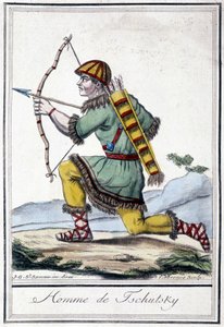 Illustration of a Russian hunter (Tschutsky) in the 19th century