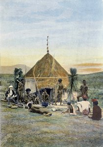 Illustration of a Telegraphic Camp Near Uarai in New Caledonia by Unknown artist