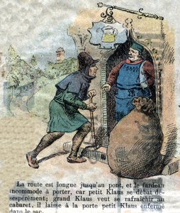Illustration of the late 19th century for the tale by Hans Christian Andersen “Grand Claus and Little Claus”. Private collection.