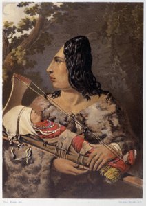 Indian woman and her baby - in "Wandering of an artist among the indians of north america" by Paul Kane, Longmans & Roberts, London