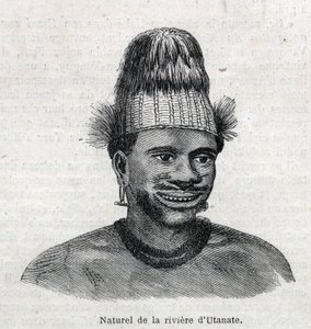 Indigenous people of New Guinea: native of the Utamate River. Engraving in 