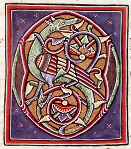 Initial letter with imaginary creature