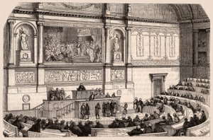 Inside view of the National Assembly at a session of the Chamber of Deputies, Paris, France by Unknown