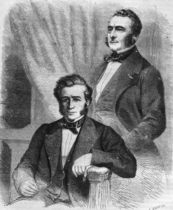 Isaac and Jacob Emile Pereire, French businessmen, founders of the Société de crédit mobilier (1852) by Unknown artist