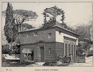 Italian Roman house - engraving of 1889 in 