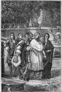 Jacques-Benigne Bossuet (1627-1704), French prelate and writer in the alley of philosophers in Versailles. Engraving of the 19th century. by Unknown artist