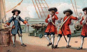 Jean Bart, French naval commander and privateer, threatening to blow up his ship by Unknown artist