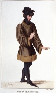 Jean de Montfort. In asserting his rights, he declared the War of the Succession of Brittany. Engraving from 1830 by Unknown artist