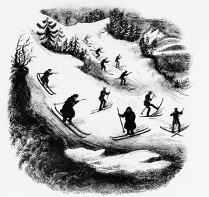Games of the North: Skiers Down a Track (engraving)