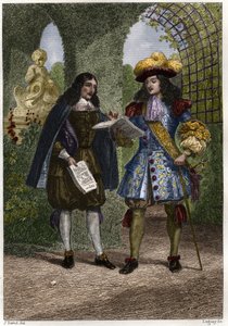 John the Baptist Colbert with Louis XIV, King of France and Navarre. Engraving of the 19th century. Private collection. by Unknown artist