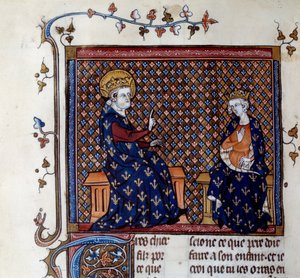 King Louis IX (1214-1270) teaches the master of king to his son, future Philip III by Unknown artist