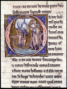 King Modreius. Manuscript: Conquest of the Saint Gréal, Written 717 Years After the Passion of Our Lord. Bibliotheque Municipale de Rennes, ms. 255 (Collection of Novels of the Round Table); Paris