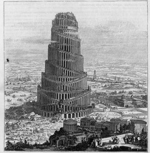 The Tower of Babel, after Father Kircher - (Reduced engraving of 