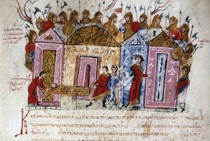 La garde armee varegue (varangienne) (Vikings danois et suedois, qui ont voyage sur tout le reseau fluvial des territoires de l