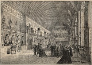 The Armory Room of the Chateau de Pierrefonds - Restitution by Viollet-le-Duc - Engraving of 1880. by Unknown artist